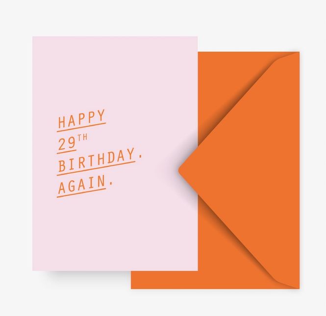 Hovedbilde Happy 29th. Again. Gratulasjonskort 