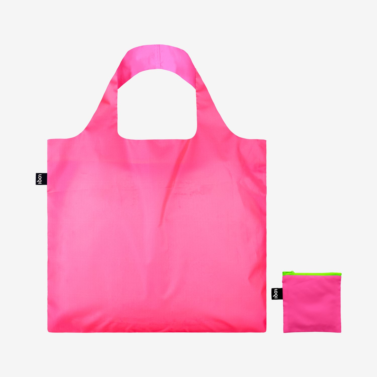 Handlenett i sprek Neon Rosa farge med praktisk gildelåsveske for kompakt oppbevaring. Miks og match alle handlenett: 2 for 350 kr.